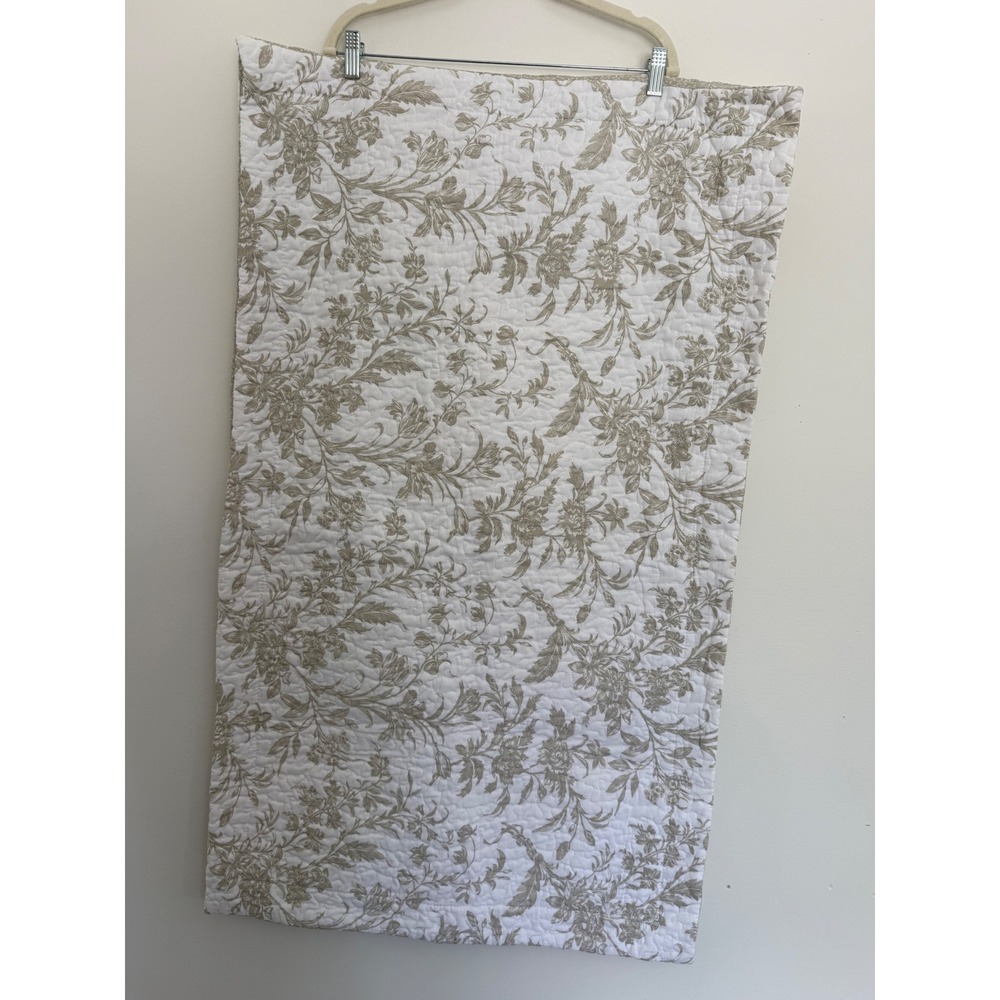 Laura Ashley Amberley King Pillow Sham Pair 2 Taupe Beige Floral Toile Quilted